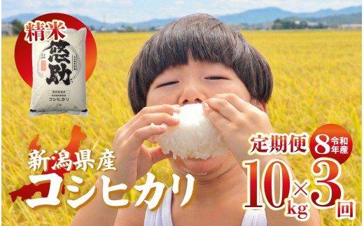 先行予約 令和8年産 コシヒカリ 定期便 10kg 3回 30kg 特別栽培米 コンテスト 入賞 【 コンテスト 入賞米 米 おこめ お米 ブランド米 ご飯 ごはん オニギリ お弁当 kome 送料無料 数量限定 農家直送 産地直送 国産 川瀬農園 四代目 悠助 新潟 新発田 kwsKH006_202609  】　