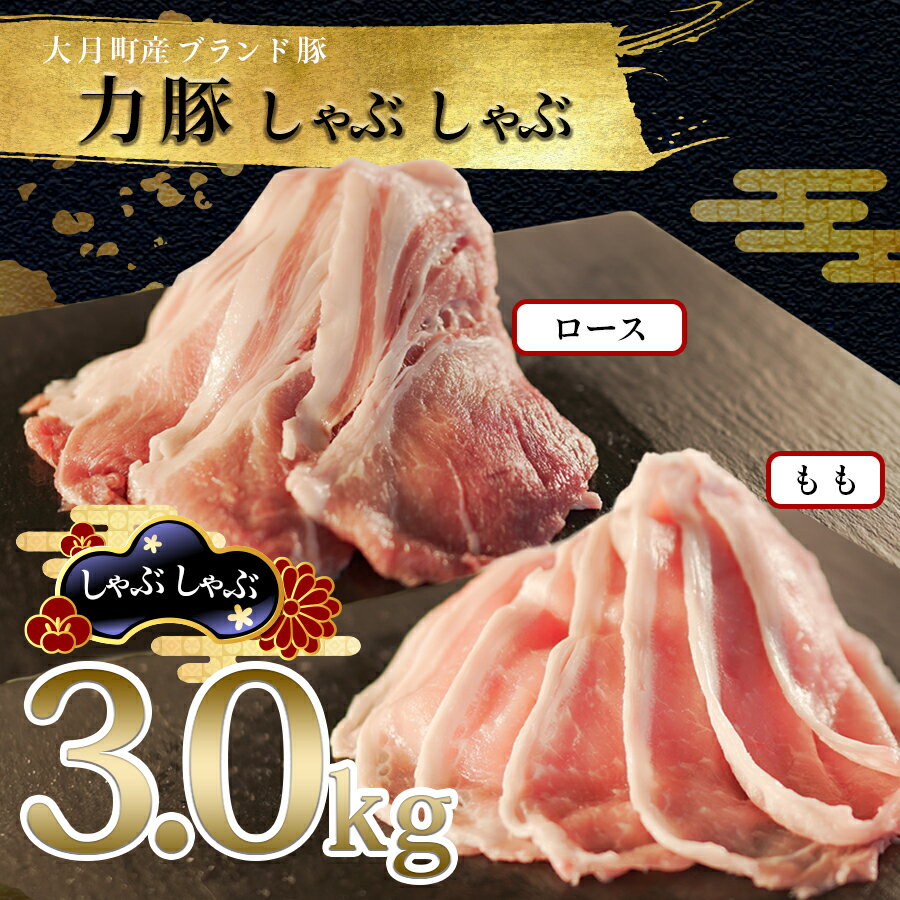 【ふるさと納税】国産 豚肉 もも ロース しゃぶしゃぶ 2種 3kgセット｜もも2kg（200g×10P） ロース1kg（200g×5P） 力豚 小分け 使いやすい ブランド豚 冷しゃぶサラダ 豚しゃぶ 鍋 冷凍 ポーク お取り寄せ 配達日指定可 おすすめ 人気