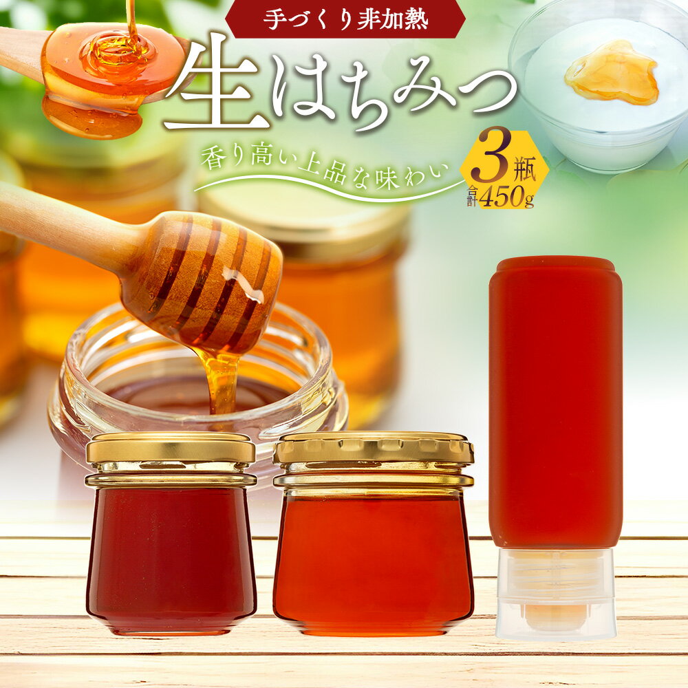 【ふるさと納税】手づくり非加熱生はちみつ 450g 国産 3瓶 蜂蜜 はちみつ ハチミツ 非加熱 千葉県産 ふるさと 納税 千葉県 長生村