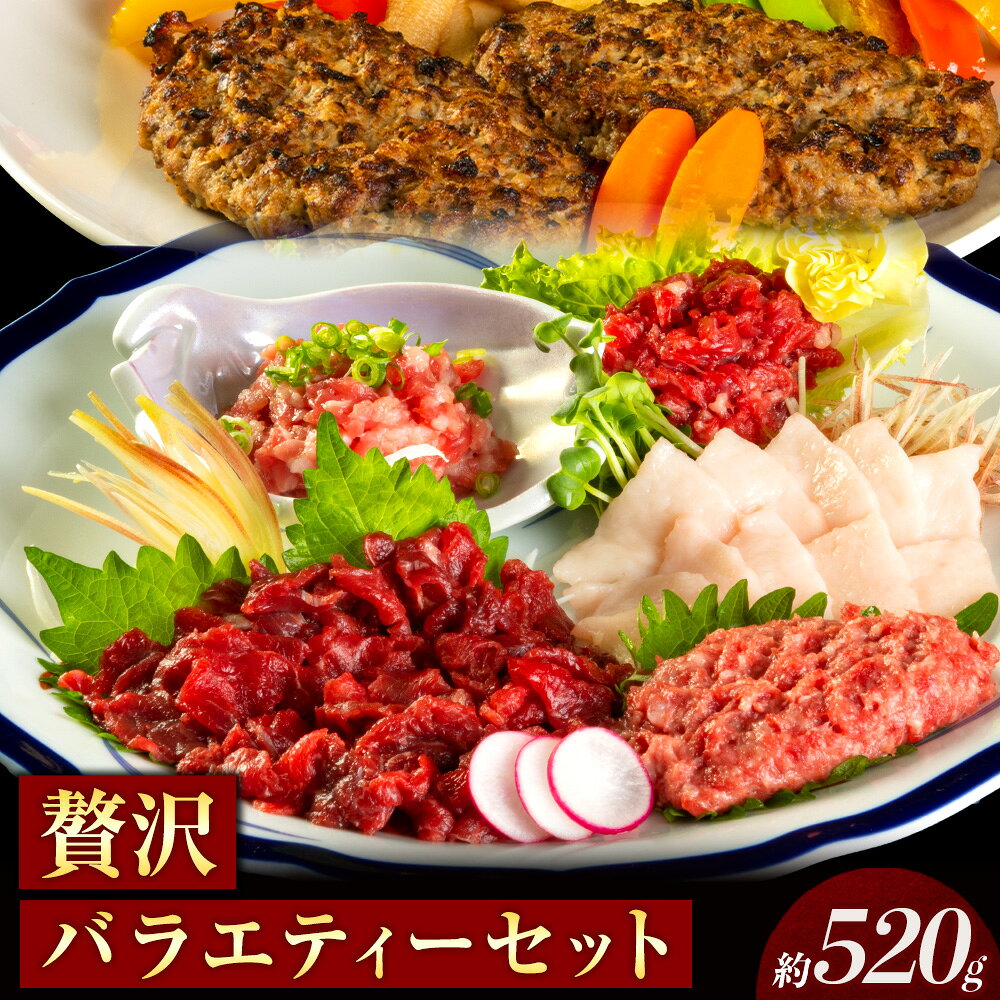 【ふるさと納税】贅沢バラエティセット 520g 馬肉 冷凍 《60日以内に出荷予定(土日祝除く)》 新鮮 さばきたて 生食用 肉 熊本県球磨郡山江村 馬刺し 馬肉 惣菜 希少部位