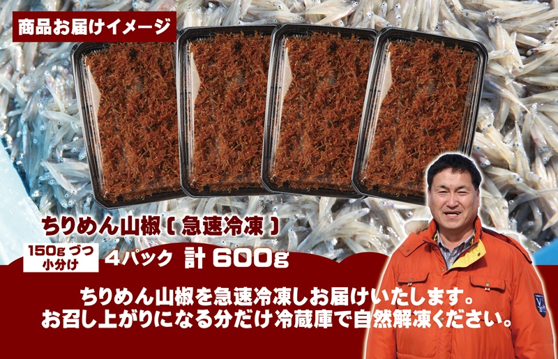 ちりめん山椒しらす 600g【小分け 150g×4P シラス 国産 魚介類 しらす ご飯のお供 海鮮丼 冷凍】 G2184-1