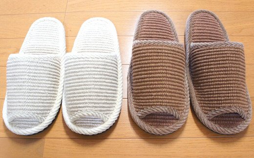 スリッパ2足セット　＜インドコットン・フェルト底・M（約25cm）Lサイズ（約27cmまで）＞　【04301-0350】_イメージ2