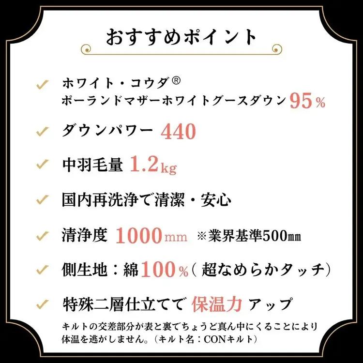 羽毛布団 シングル ポーランド産マザーホワイトグースダウン95％ ホワイトコウダ  布団 ロジック 