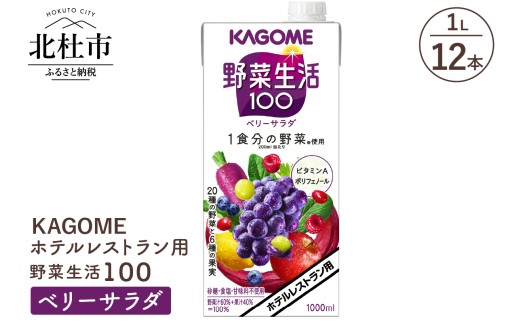 カゴメ 野菜生活100 ベリーサラダ ホテルレストラン用 1L 紙パック 12本入　ジュース  野菜ジュース レストラン用 健康志向 飲料