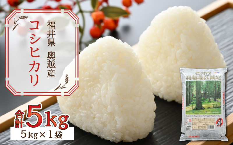 
                  令和8年産 福井県産奥越コシヒカリ5kg ×1袋 [B-015011]
                