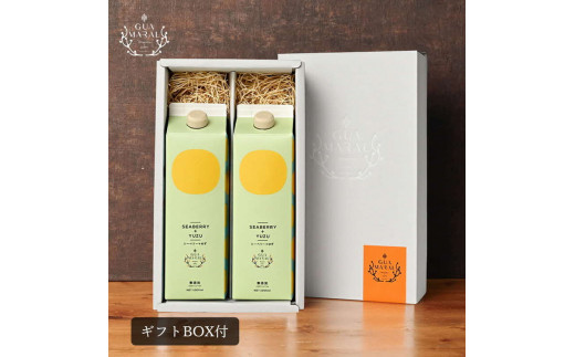  サジージュース+ゆず 1000ml×2本 ［ギフト用］ | サジー シーベリー 沙棘 グアマラル 健康ドリンク 健康 美容 栄養 果汁 鉄分補給 栄養補給 健康食品 ギフト 贈答 プレゼント ご褒美 お祝 記念品 ギフトBOX入り ギフト用_DX15