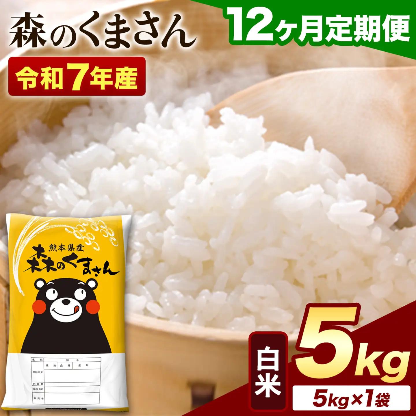 【12ヶ月定期便】令和7年産 白米 森のくまさん 5kg (5kg×1袋)《お申込み翌月から出荷》