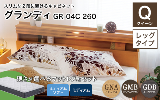 
フランスベッド グランディGR-04C 260（脚付タイプ） ツインサポートマットレス クイーン 《全3色》 F21R-335
