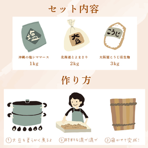 手前味噌 手作り味噌セット 出来上がり約8kg 京あわせ味噌400g付き