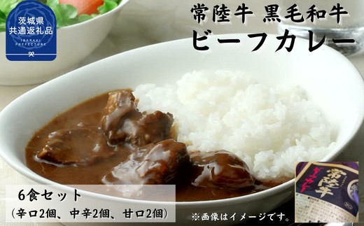 常陸牛【黒毛和牛】 ビーフカレー 6食セット（茨城県共通返礼品)