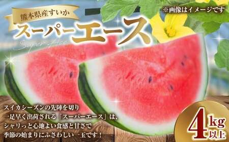 熊本県産 すいか スーパーエース 4kg以上 スイカ 西瓜 果物 くだもの フルーツ おすすめ ギフト 贈り物 【2027年3月上旬発送開始】