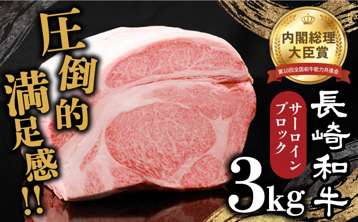 サーロイン ブロック 約3kg 肉 長崎和牛 ステーキ /南島原市 / 島原雲仙農業協同組合 [SES001]