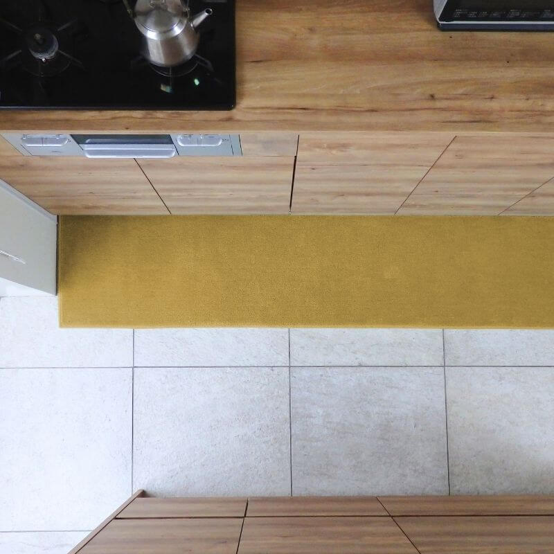 北欧風キッチンマット ラグマットタイプ 45×255cm ノーマル型 ゴールド 抗菌防臭 SEK 織人しきもの屋工房 diw0163