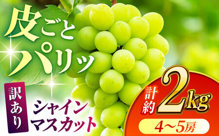 【先行予約】【訳あり】 シャインマスカット 約2kg(4?5房)【合同会社 社方園】[ZBZ032]