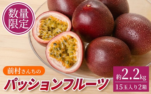 
                  A52003 ＜先行予約受付中！2026年6月下旬より準備が整い次第順次発送＞《数量限定》前村さんちのパッションフルーツ(約2.2kg・15玉入り2箱)フルーツ 果物 果実 鹿児島 国産 ビタミン 産地直送 ギフト プレゼント【前村果樹園】
                