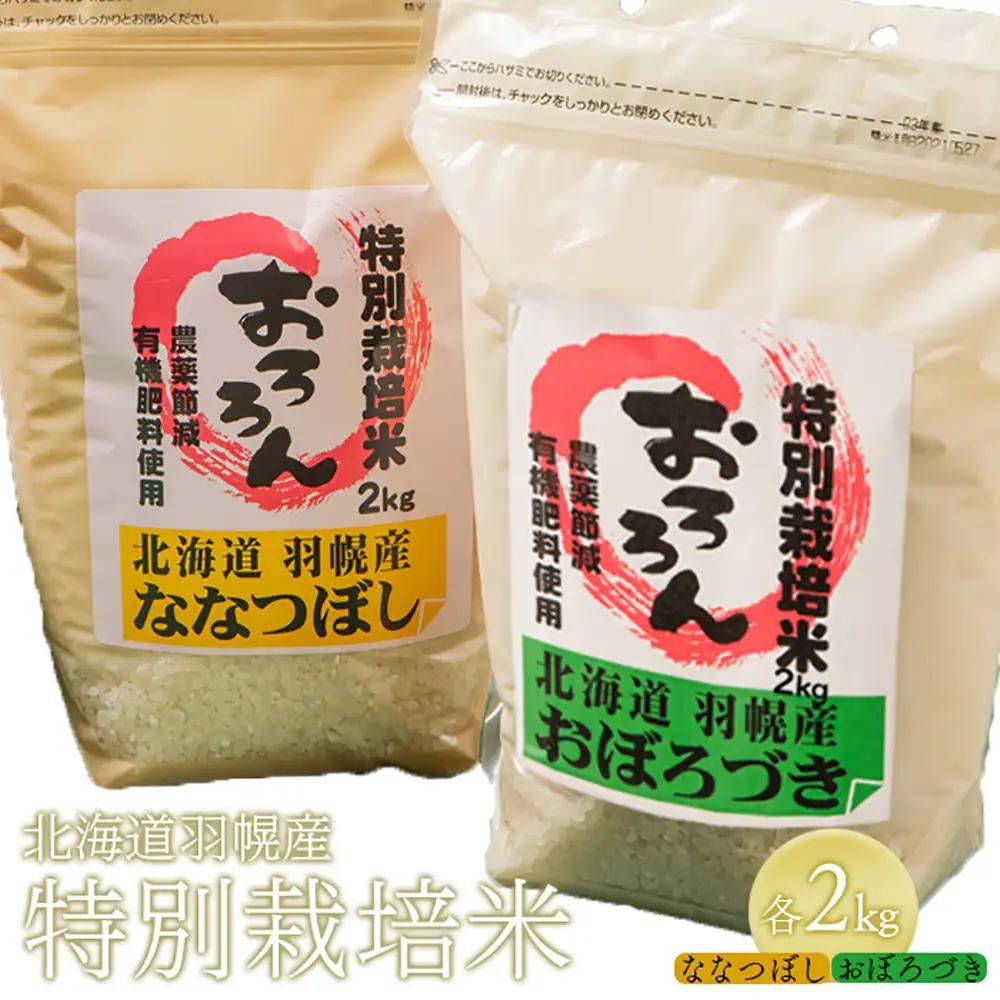 【2025年産】 北海道羽幌産 特別栽培米 おぼろづき2kg・ななつぼし2kgセット【0812002】