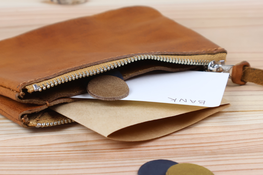 おさいふポーチ ヌメベージュ [アトリエSASSA 富山県 朝日町 34310066]