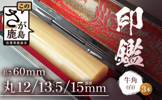 牛角（白）印鑑 実印 銀行印 認印 3本セット 各専用ケース付｜はんこ ハンコ 手彫り 高級 進学 就職 成人 結婚 祝い 贈答 ギフト お祝 送料無料 R-12