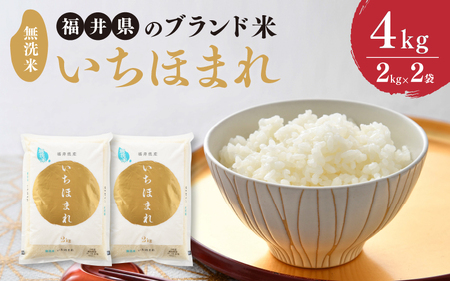 【令和7年産】 福井県のブランド米 いちほまれ 無洗米 4kg（2kg × 2袋） 無洗米 人気 品種 ブランド米 特A  [A-6174] 