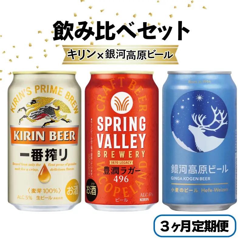 3ヶ月コラボ定期便 一番搾り 豊潤ラガー496 銀河高原 ビール 飲み比べ セット 彦根 滋賀