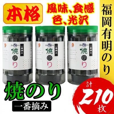 ふるさと納税 篠栗町 福岡有明のり(焼のり)(3本セット計210枚)　有明海産の一番摘み限定(篠栗町)