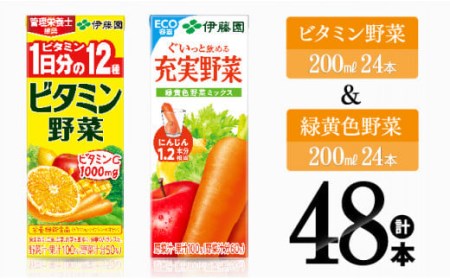 伊藤園　ビタミン野菜24本+緑黄色野菜24本（紙パック）  【 伊藤園 飲料類 野菜 緑黄色野菜 ビタミン野菜 ジュース 野菜ジュース セット 詰め合わせ 飲みもの 】