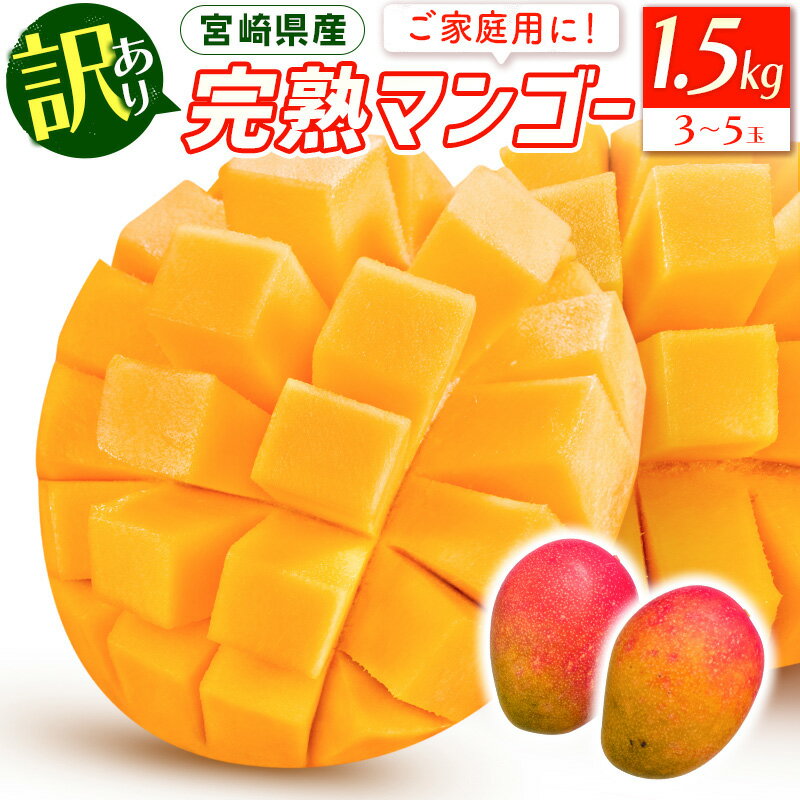 【ふるさと納税】《2025年発送》【期間・数量限定】宮崎特産品 「訳あり」 宮崎県産完熟マンゴー1.5kg（3玉～5玉） 完熟マンゴー 完熟 訳あり 果物 フルーツ デザート スイーツ 果肉 芳醇 南国フルーツ 特産品 名物 ご当地グルメ グルメ お取り寄せ 宮崎市 送料無料