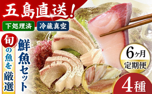 【6回定期便】【冷蔵】【下処理済】鮮魚ボックス4種 五島市/金沢鮮魚[PEP016]金澤仕立て  鮮魚 冷蔵 真空パック 新鮮 下処理済み 海鮮 刺身 セット