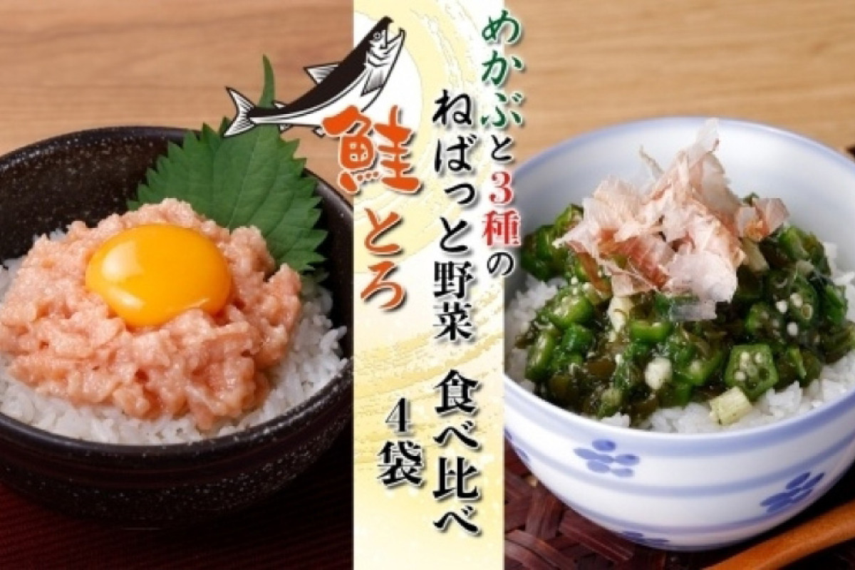 
                  北海道産 鮭とろ めかぶと3種のねばっと野菜 計4袋 札幌市 栄興食品
                