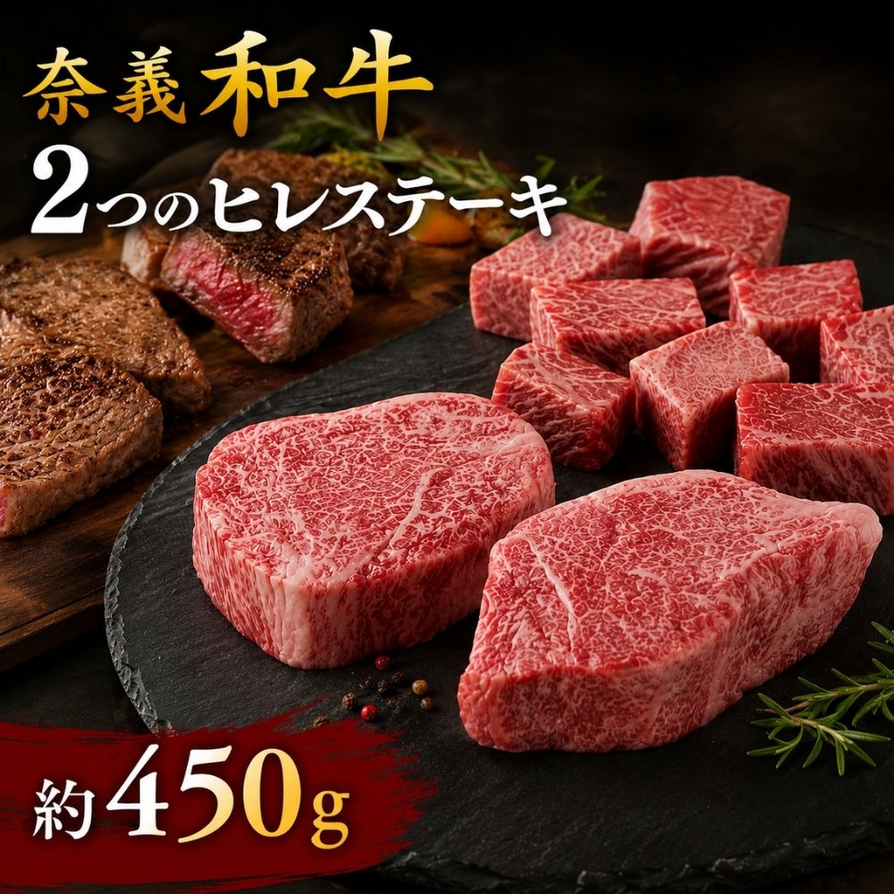 【ふるさと納税】 奈義和牛 2つのヒレステーキ 約450g / 奈義和牛 なぎビーフ ヒレステーキ 牛ヒレ肉 ヒレ ステーキ 和牛 国産和牛 牛肉 高級 冷凍 ギフト 岡山県産 奈義町 ふるさと 真庭 【mtsy001】