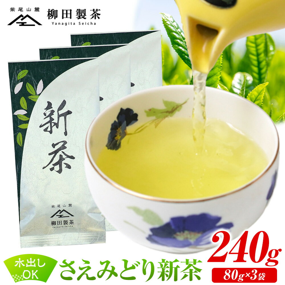 【ふるさと納税】若蒸煎茶 さえみどり 新茶 80g × 3袋 柳田製茶 《5月中旬より順次出荷予定(土日祝除く)》 鹿児島県 さつま町 送料無料 おうち時間 ティータイム 水出し セット 煎茶 緑茶 日本茶 ギフト 贈答 誕生日 プレゼント