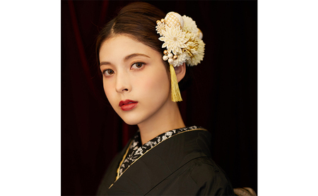 Arenca 百花八重菊 No.8356 髪飾り かんざし 花 和装 着物 ドレス 造花飾り ヘアアクセサリー フラワー 卒業式 卒園式 入園式 入学式 成人式 結婚式 東京 墨田区 オレンジ