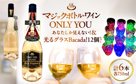 マジックボトル・ワイン ONLY YOU(6本)＆光るグラスBacada!セット(12個)_B115-022