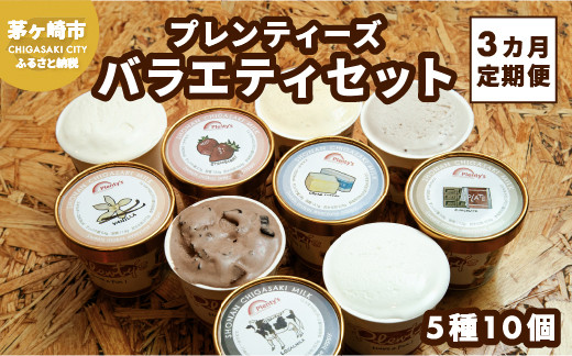 
【3か月定期便】湘南茅ヶ崎の人気店 プレンティーズのアイスクリーム（バラエティセット10個）
