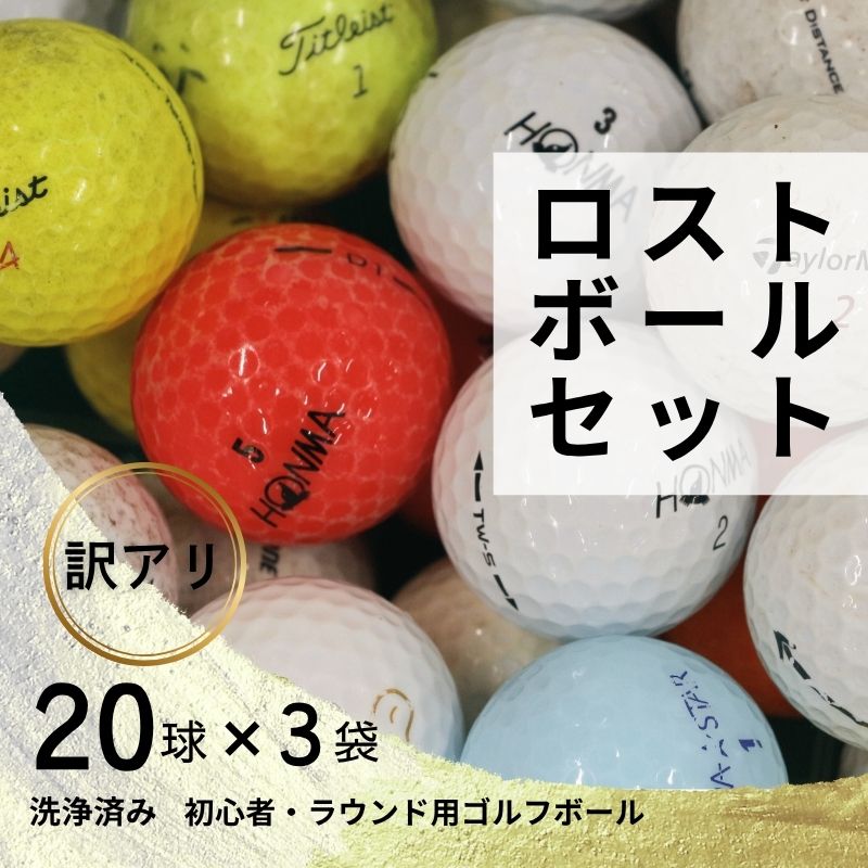 【ふるさと納税】【注目返礼品・大容量60球】洗浄済み ロストボールセット 20球×3袋｜中古 ゴルフボール 練習用 球数重視 傷あり メーカー混在 安価で練習したい方におすすめ 送料無料 ゴルフ初心者 ゴルフボール ゴルフ練習