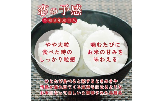 【 令和8年産 】 新米 恋の予感 5kg ひこにゃん米 環境こだわり栽培米 精米 米 お米 こめ ご飯 ごはん 白米 おにぎり お弁当 家庭用 近江米 こいのよかん 鹿谷ファーム 滋賀 彦根