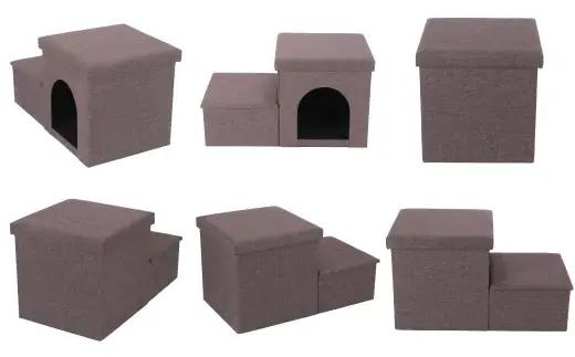 収納付きペットステップ＆ハウス チャコール （ CD：53725 ） ペット用 犬 猫 階段 ペット用品 ドッグステップ 50 PM