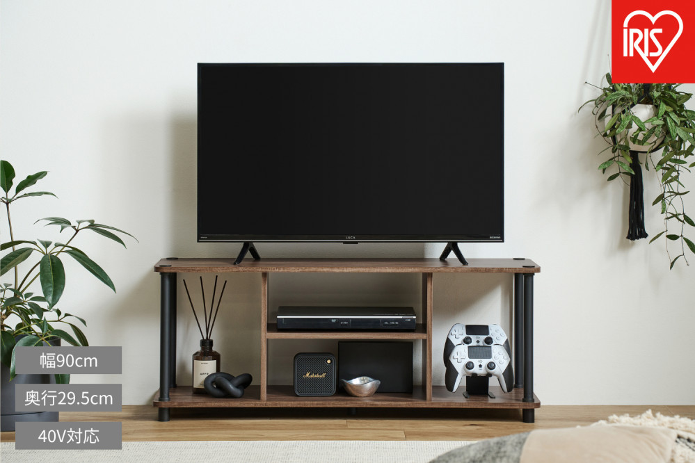 組立簡単スチールポールラック ＡＶボード SPRｰ900AV ウォールナット/ブラック