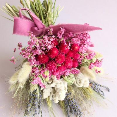 ふるさと納税 茅野市 信州八ヶ岳の麓から贈る 千日紅のドライフラワースワッグM(ディープピンク) |  | 02