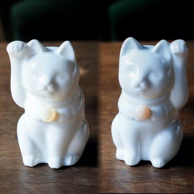 ふるさと納税 瀬戸市 【招き猫】瀬戸焼 Jeramic 2体セット　ムーンストーン(6月)