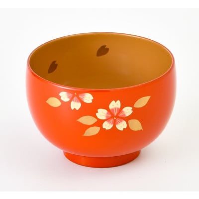 越前漆器　カラフルでおしゃれ『桜カラー汁椀 1客』 洗朱【1461519】