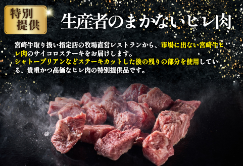 【黒毛和牛専門店直送】A4等級以上 宮崎牛ヒレ肉 まかないサイコロステーキ 600g（牛肉 黒毛和牛 宮崎牛 ステーキ ヒレ サイコロ 赤身 A4 A5）