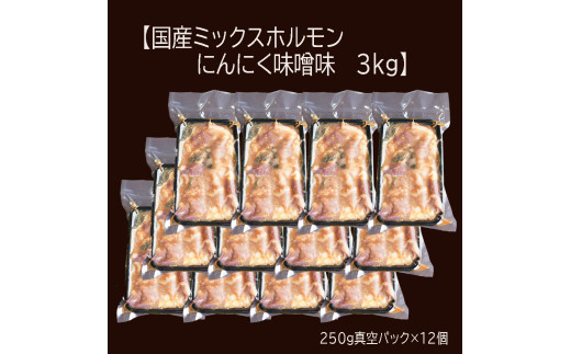 【 訳あり 】 国産牛 ミックスホルモン 3kg 250g 小分け パック にんにく 味噌味 ミックス ホルモン 焼き 焼肉 味付 小分け 冷凍 味噌だれ 不揃い おつまみ 国産 牛 肉 京都府 舞鶴