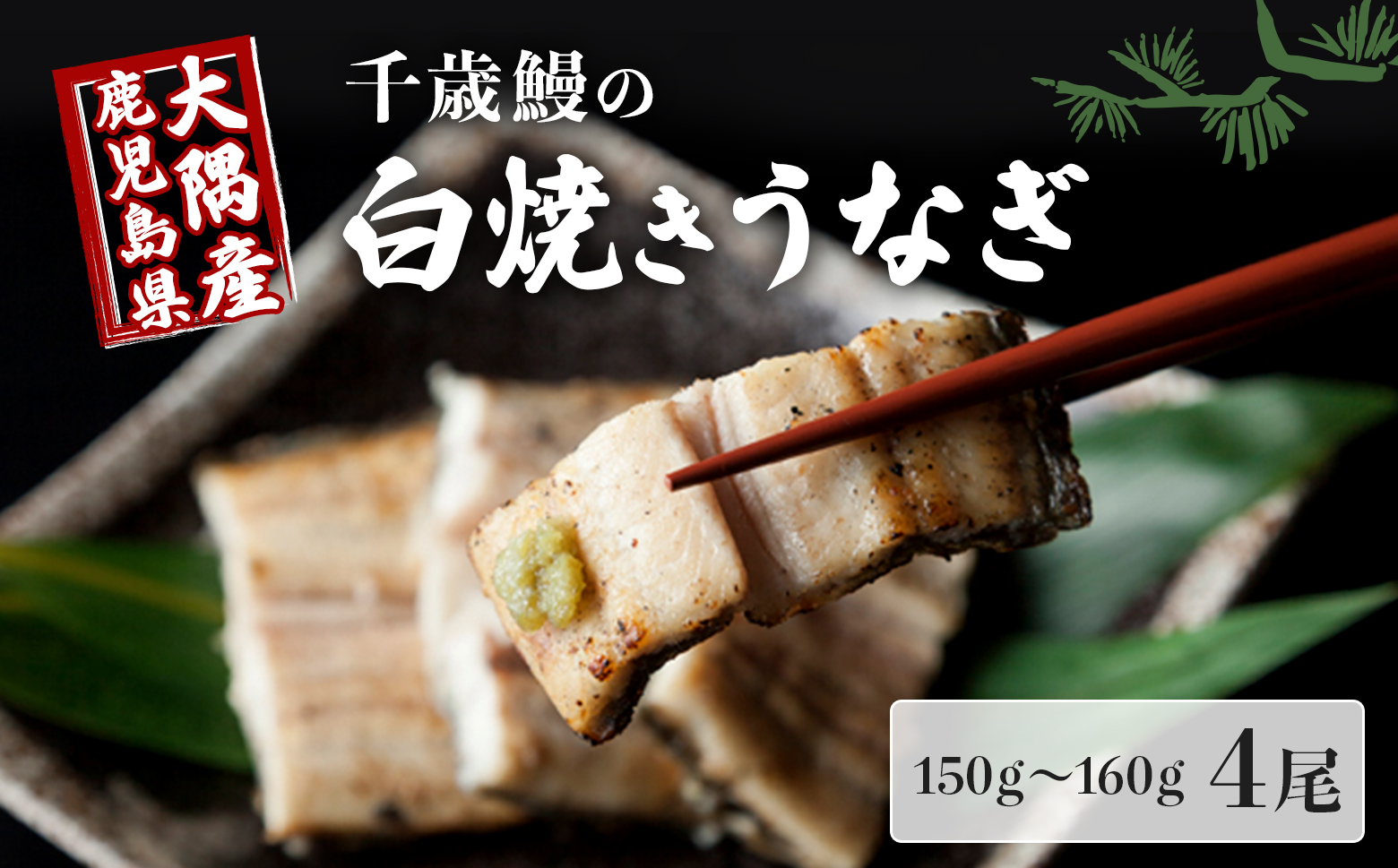 鹿児島県大隅産　千歳鰻の白焼鰻　4尾