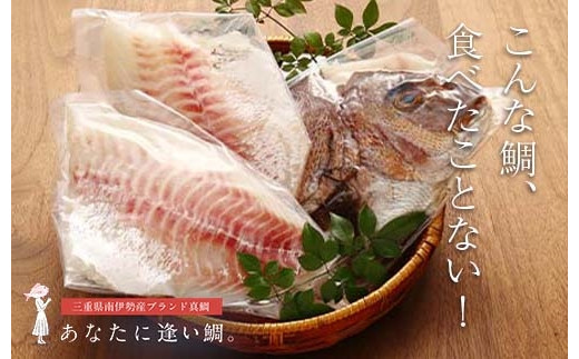 真鯛 タイ お刺身 約1kg～1.2kg 3枚おろし 冷蔵 皮なし スキンレス 新鮮 鮮魚 鯛 たい 刺身 しゃぶしゃぶ 鯛しゃぶ 鍋 鯛めし 鯛茶漬け 炙り 塩焼き 煮付け ブランド 三重県 南伊勢町 伊勢 志摩 ジュワっととろける！甘みあるブランド真鯛 はさま あなたに逢い鯛。