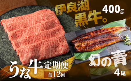 【定期便】幻の青うなぎ＆伊良湖黒牛 堪能定期便 12回