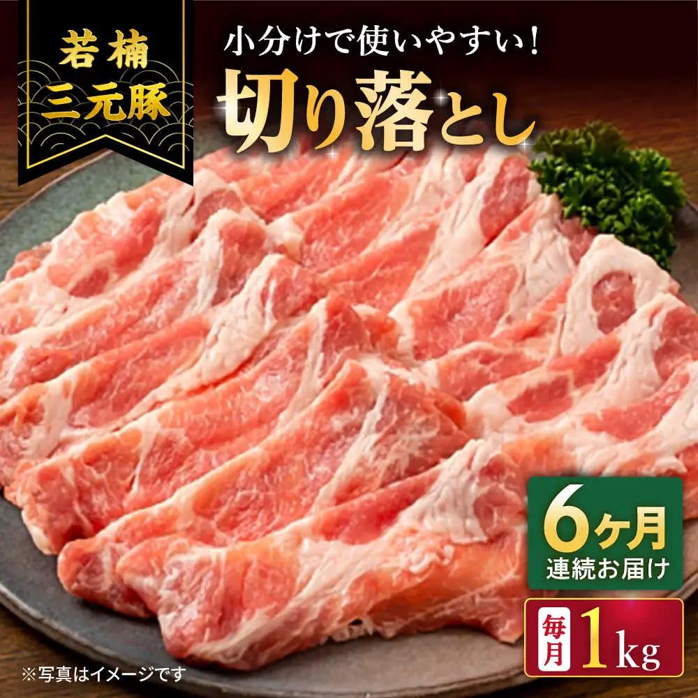 【6回定期便】 若楠三元豚 切り落とし 1kg 豚肉 [UBH075]