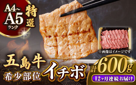 【全12回定期便】五島牛特選 イチボ モモ 焼肉用 600g【カミティバリュー】[RBP049] 五島牛 イチボ モモ 定期便 五島牛 イチボ モモ 定期便 五島牛 イチボ モモ 定期便