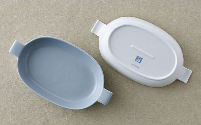 【波佐見焼】オーブンウェア グラタン皿 ホワイト・グレー ペアセット【光春窯】 [XD60]