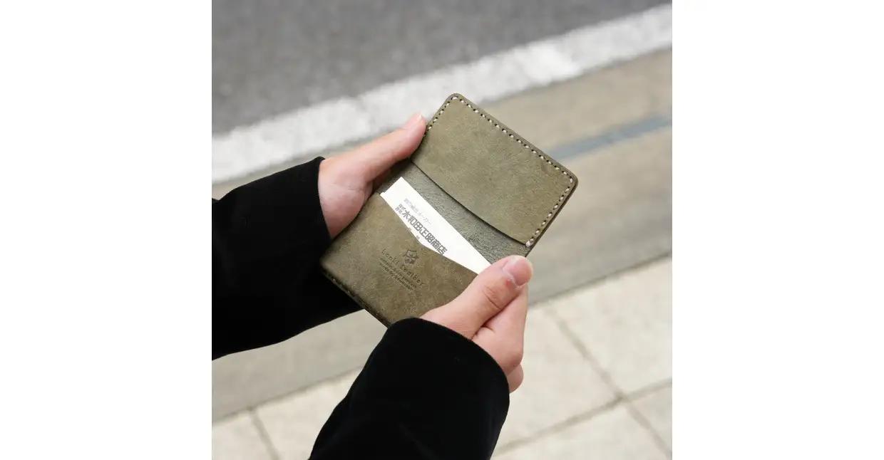 豊岡財布 haaki Leather カードケース HLC500 グリージオ /  カード入れ 名刺入れ 革 革小物 牛皮革 メンズ レディース プエブロレザー 手縫いのステッチ ハンドメイド シンプ
